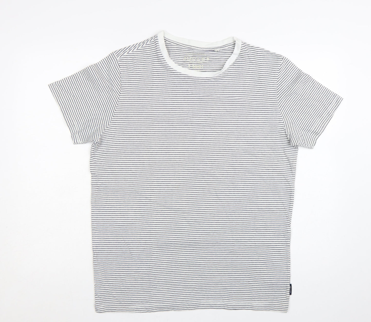 Joules Men’s White Striped Cotton Crew Neck T-Shirt Size L