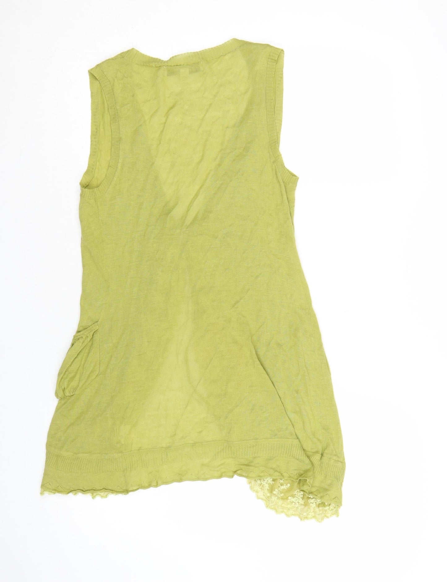 Fashion Show Women's Green Lace Open Cardigan Vest Size 12