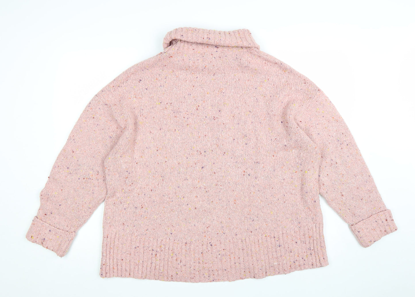 Oliver Bonas Women's Pink Roll Neck Knit Jumper Size 14