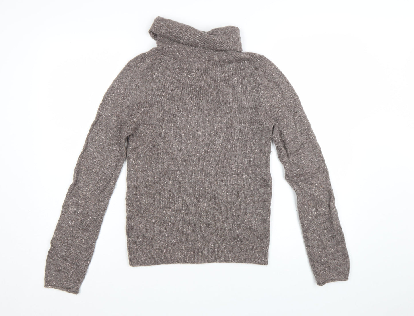 The White Company Women’s Brown Cashmere Roll Neck Jumper Small