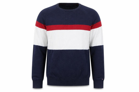 Tommy Hilfiger Men's Multicoloured Striped Cotton Pullover Jumper XS