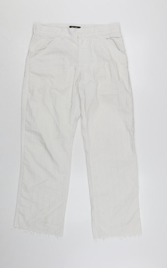 Dolce & Gabbana Women White Cotton Straight Trousers Size 12