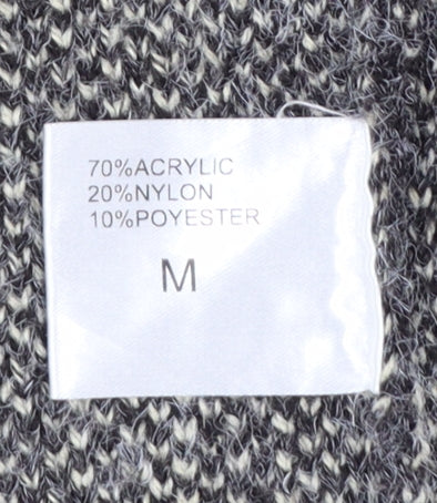 Anonymous Women Grey Geometric Knit Open Cardigan M