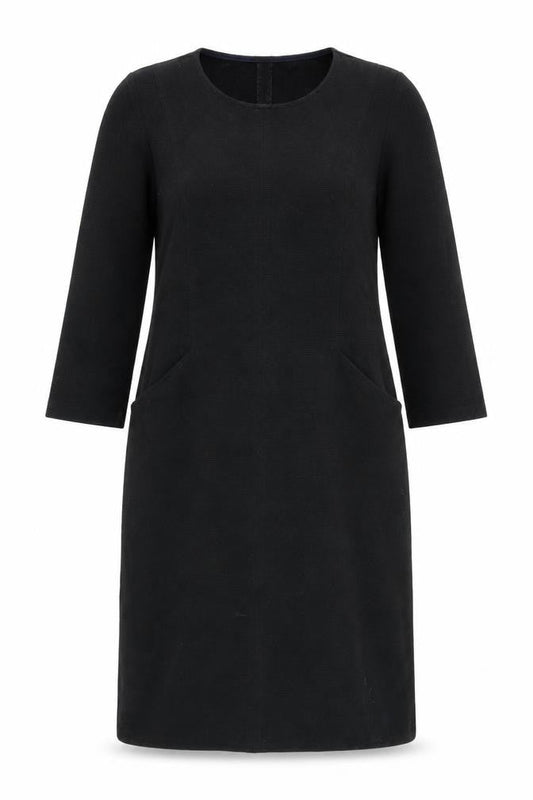 Boden Women Black Shift Dress Size 12L 3/4 Sleeve Knee Length Workwear