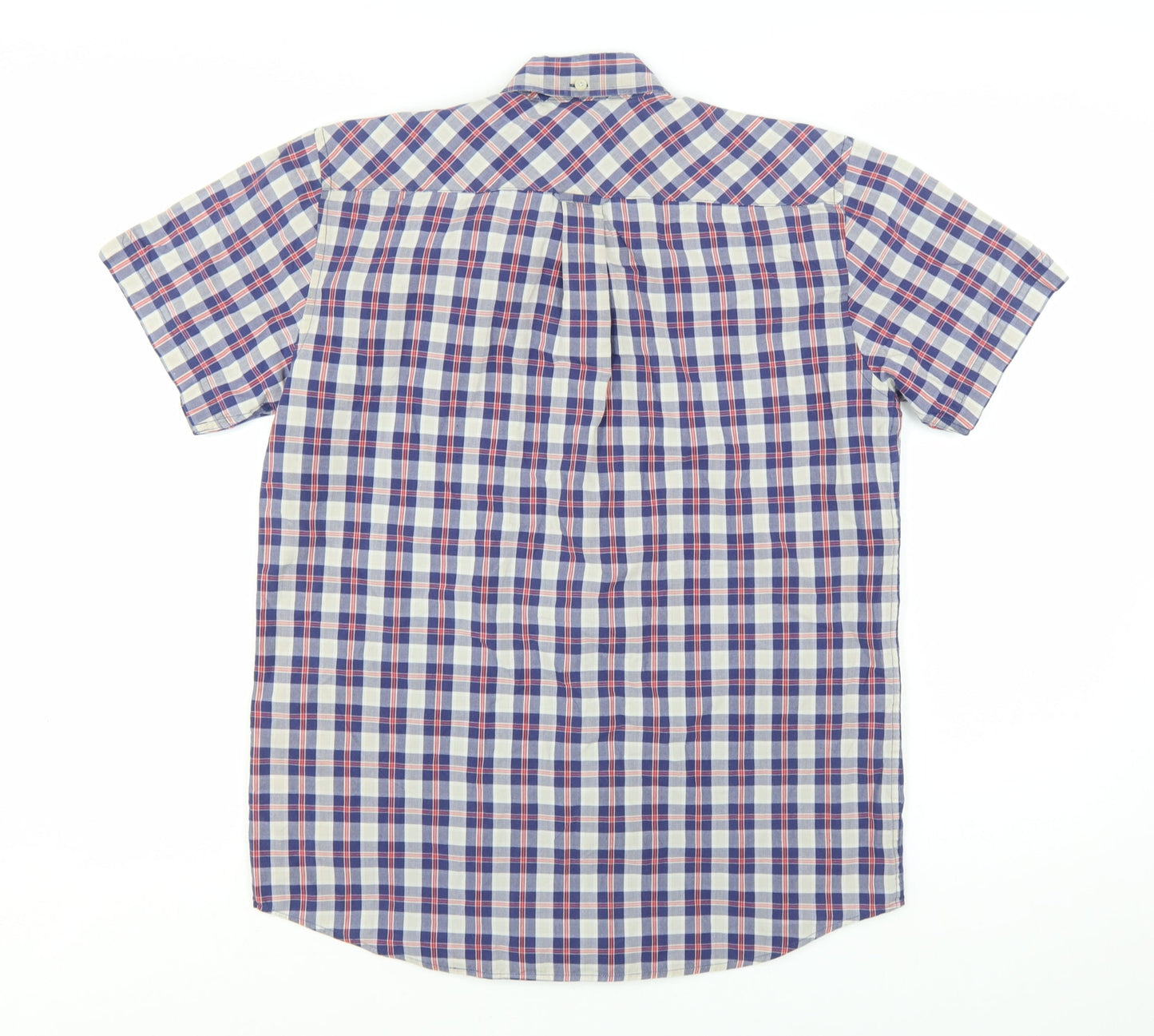Ben Sherman Men's Blue Checked Short Sleeve Button-Up Shirt Size S