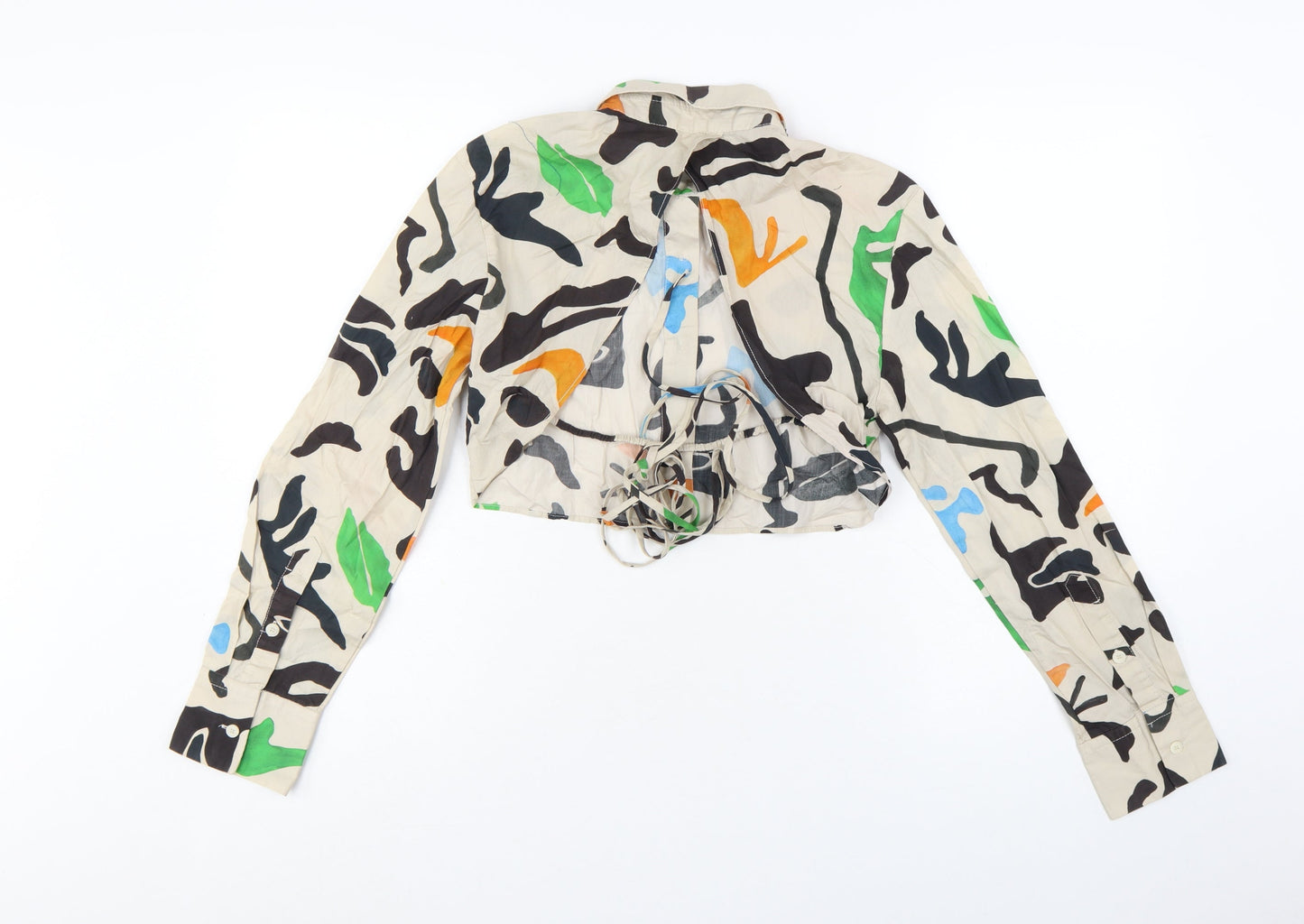 ZARA Women’s Multicoloured Cropped Button-Up Shirt Size S