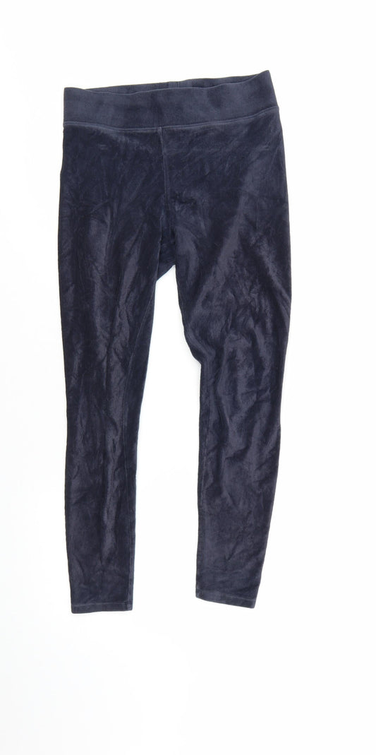 Marks and Spencer Women Midnight Blue Velvet Leggings Size 10 Short