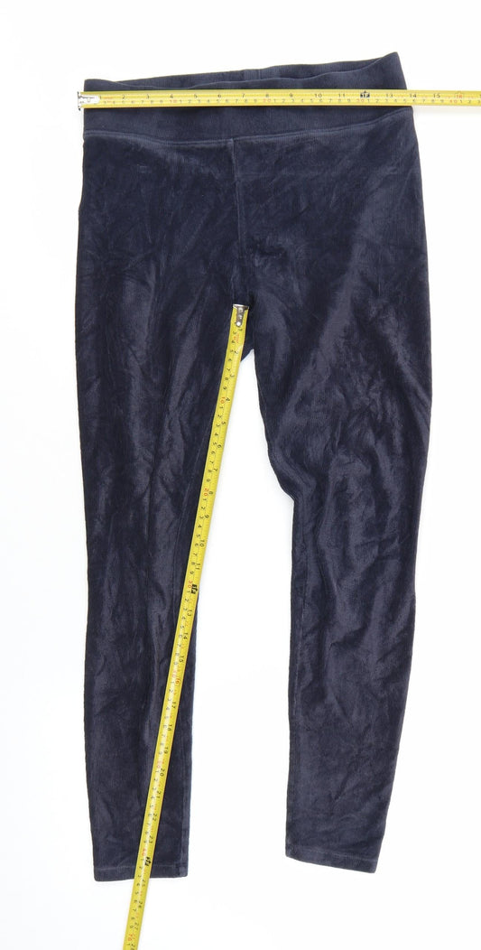 Marks and Spencer Women Midnight Blue Velvet Leggings Size 10 Short