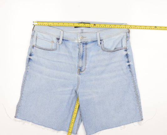 Hollister Men Blue Denim 33 Relaxed Fit High Rise Shorts