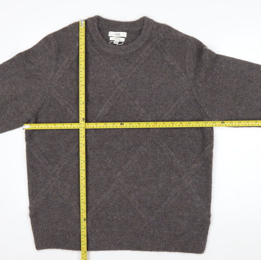 Marks and Spencer Men's Brown XL Crew Neck Wool Blend Jumper