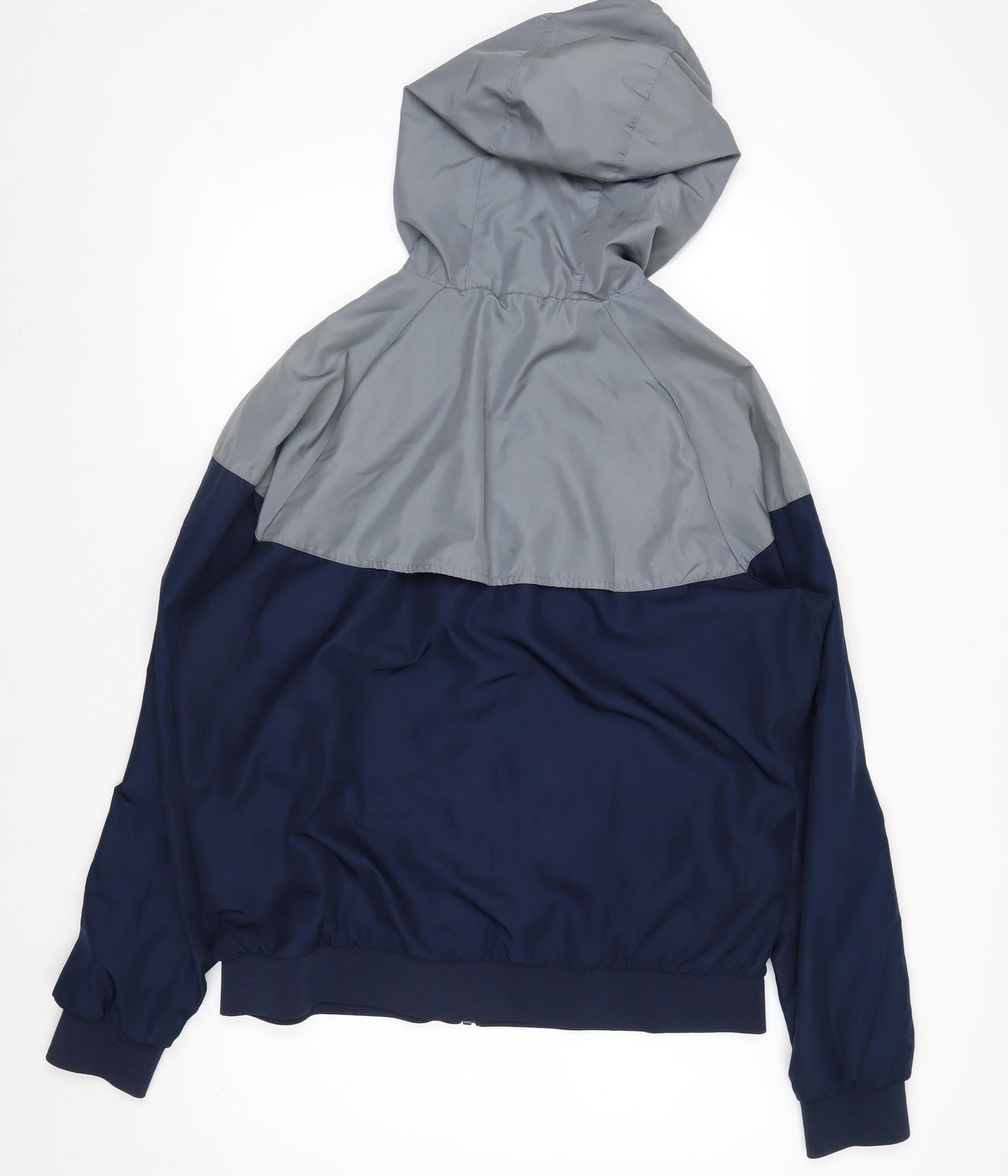Nike Men's Blue Grey Hooded Windbreaker Jacket Size L