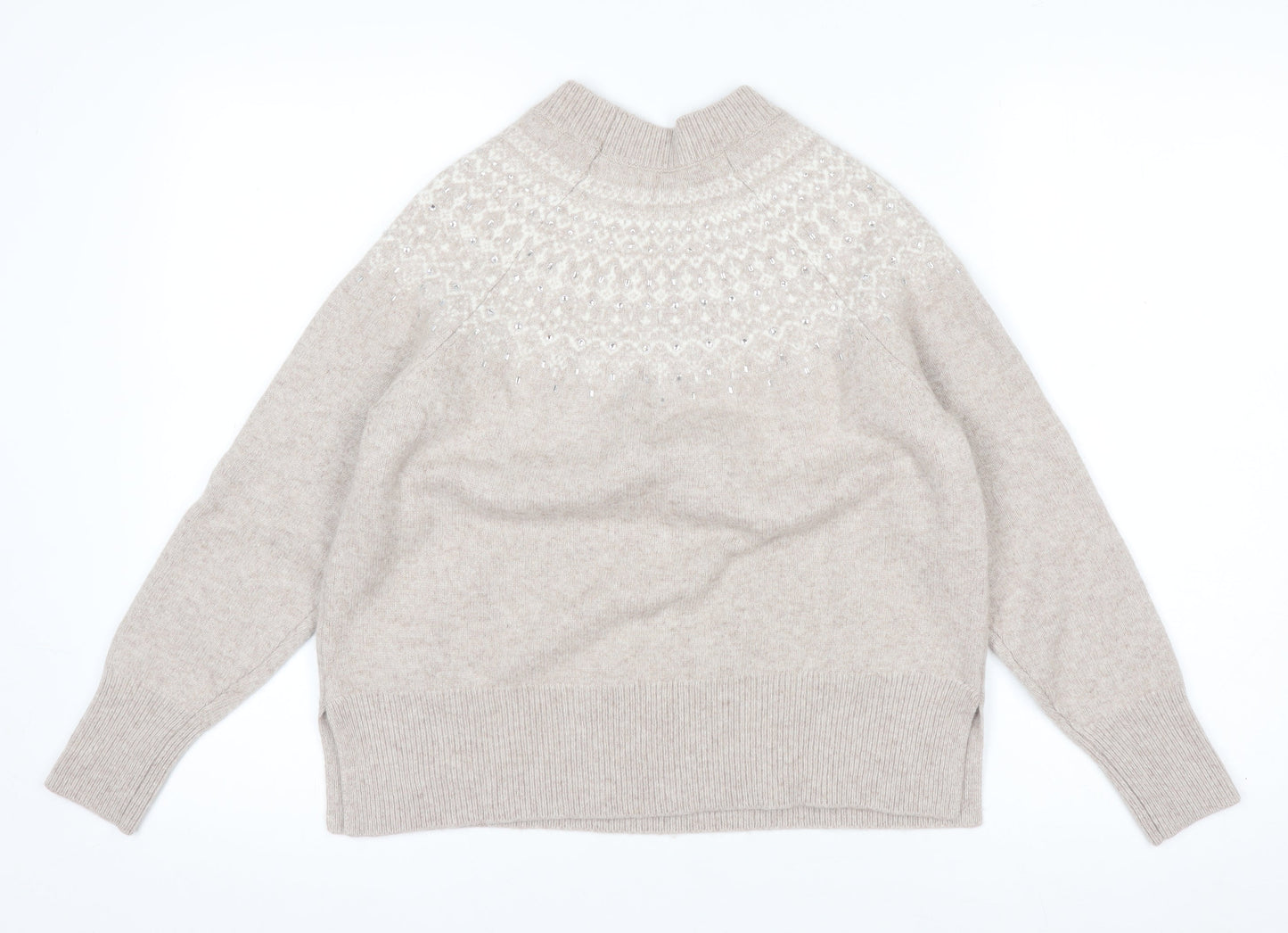 The White Company Women's Beige Fair Isle Wool Blend Jumper Size M