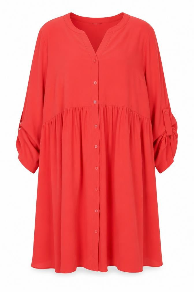 Evans Women’s Red Plus Size 22 Button Up Knee Length Shirt Dress