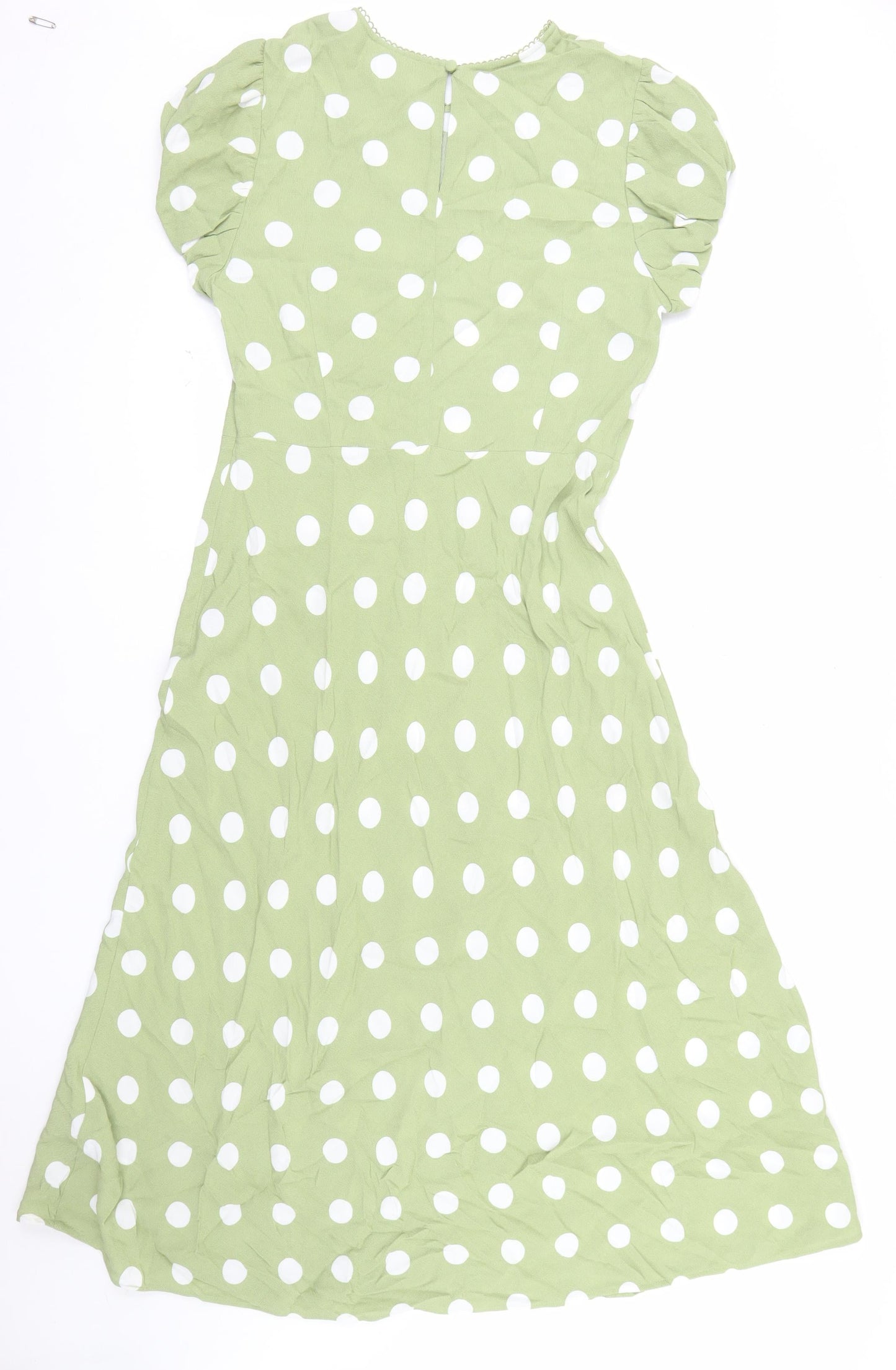 Marks and Spencer Women’s Green Polka Dot Midi A-Line Dress Size 14