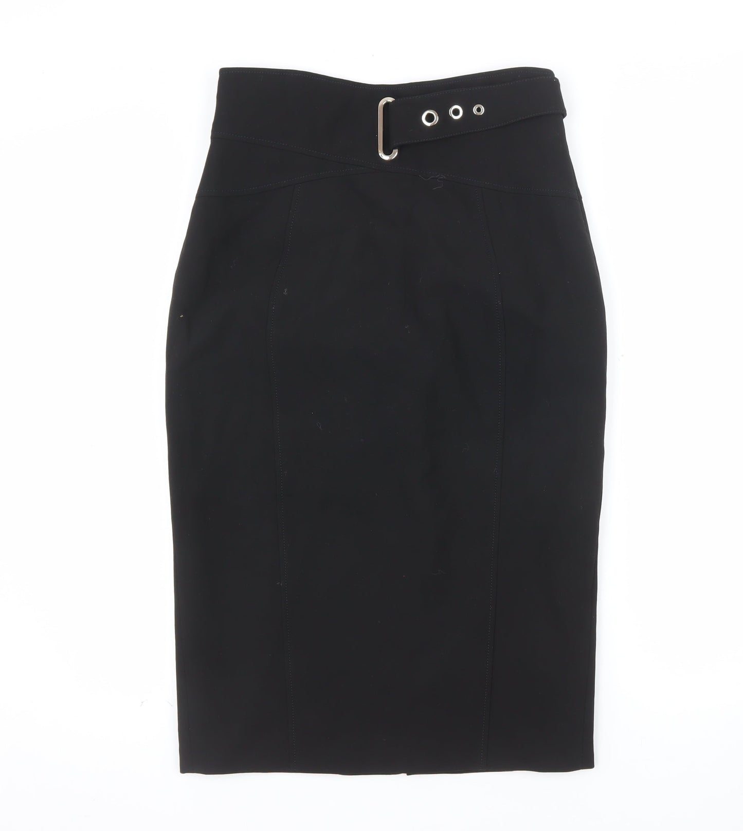 Karen Millen Women's Black Size 12 Pencil Skirt with Buckle Detail