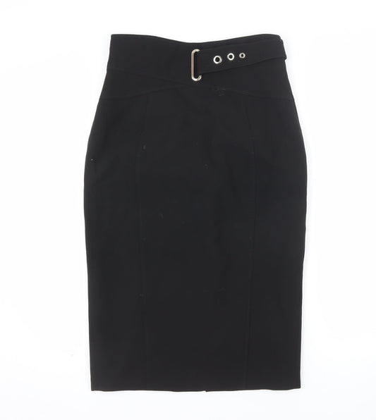Karen Millen Women's Black Size 12 Pencil Skirt with Buckle Detail