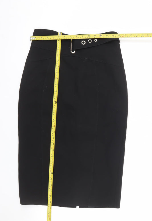Karen Millen Women's Black Size 12 Pencil Skirt with Buckle Detail