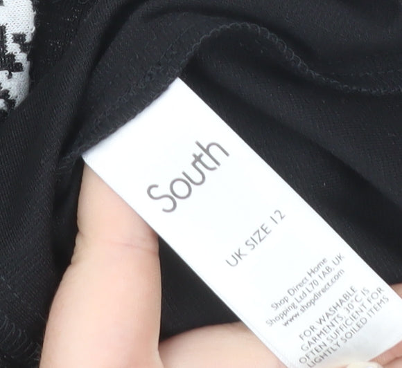South Women’s Black Houndstooth Bodycon Dress Size 12 Workwear