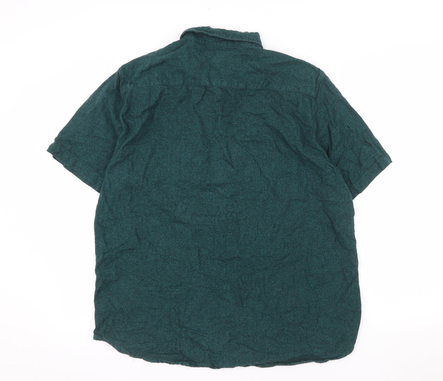 New Look Men Green XL Short Sleeve Cotton Button-Up Shirt