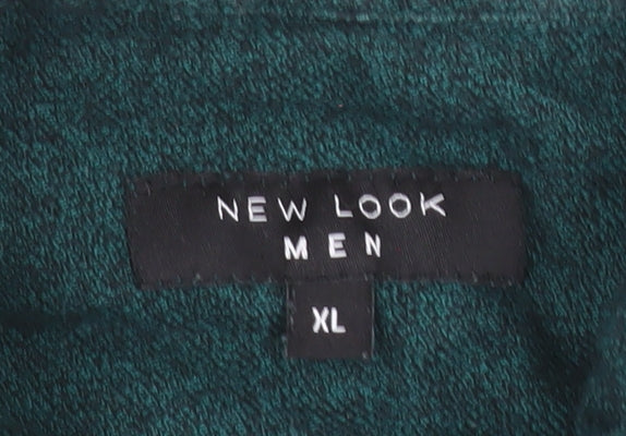 New Look Men Green XL Short Sleeve Cotton Button-Up Shirt