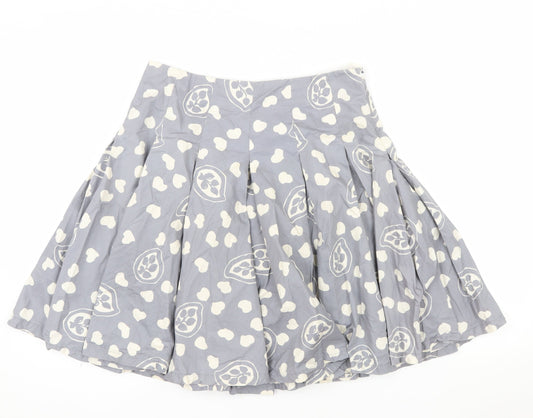 Toast Womens Grey Cotton A-Line Pleated Skirt Size 10