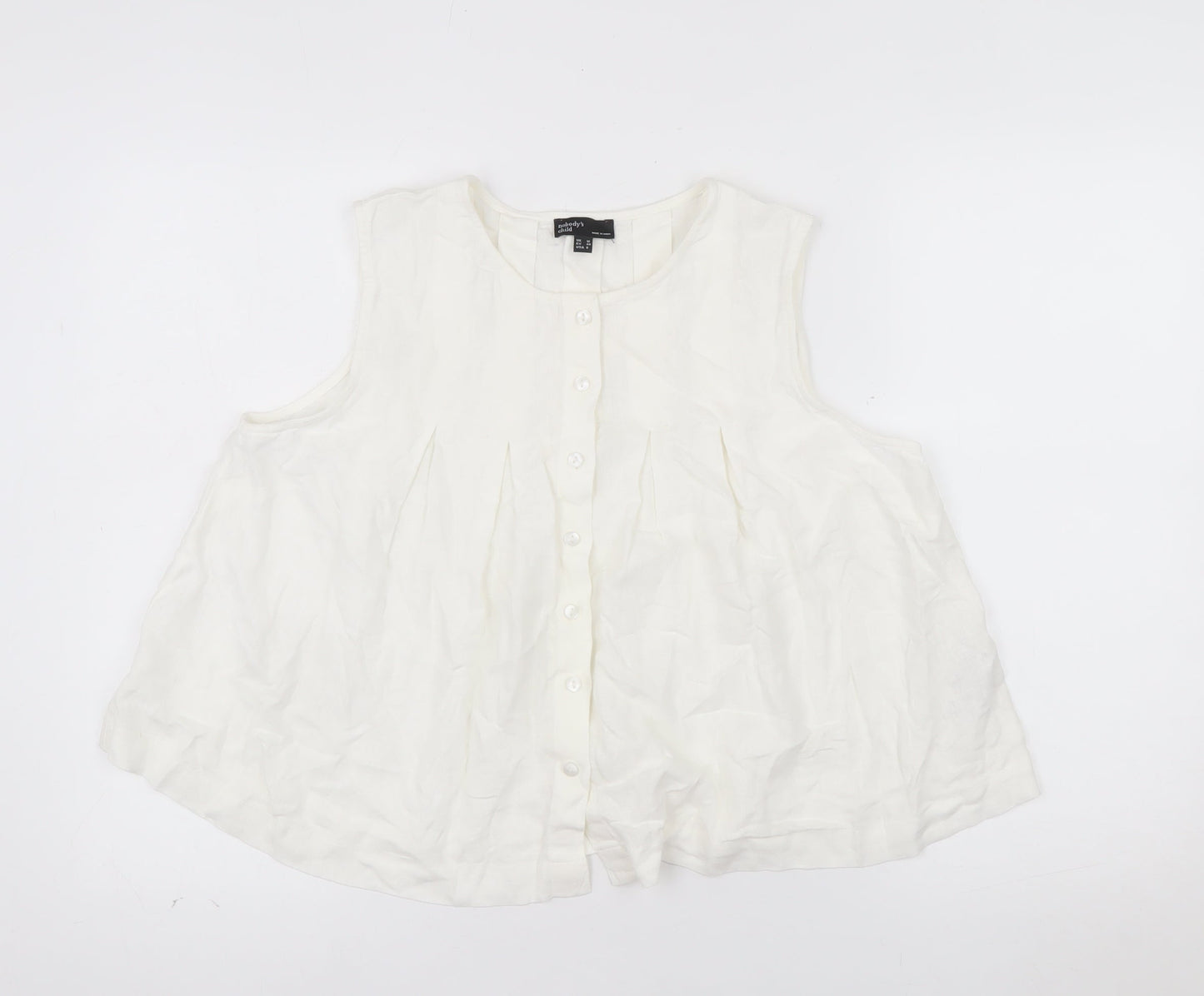 Nobody’s Child Women’s Ivory Linen Tunic Blouse UK 12