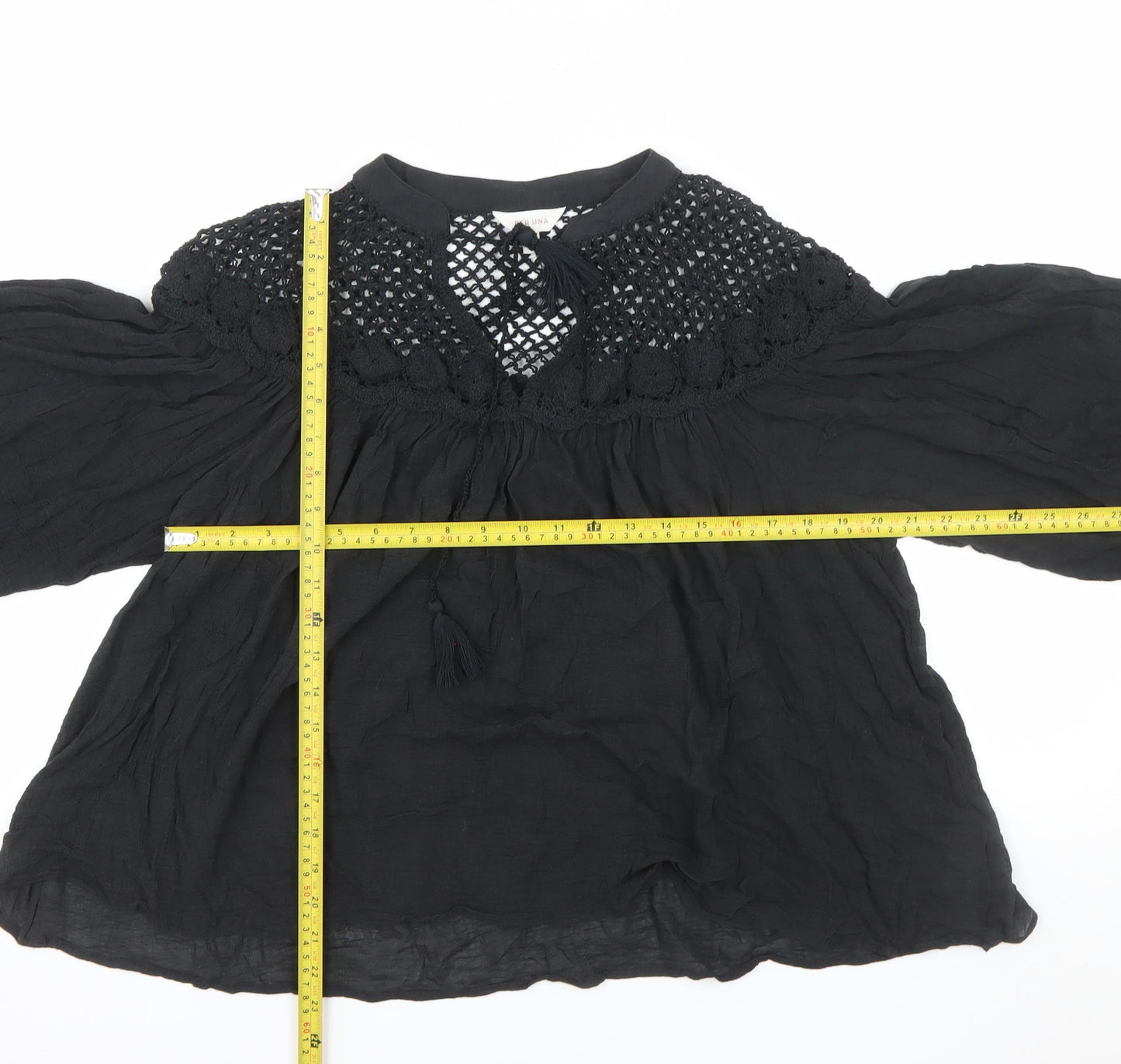 Marks and Spencer Per Una Women's Black Crochet Boho Blouse Size 14