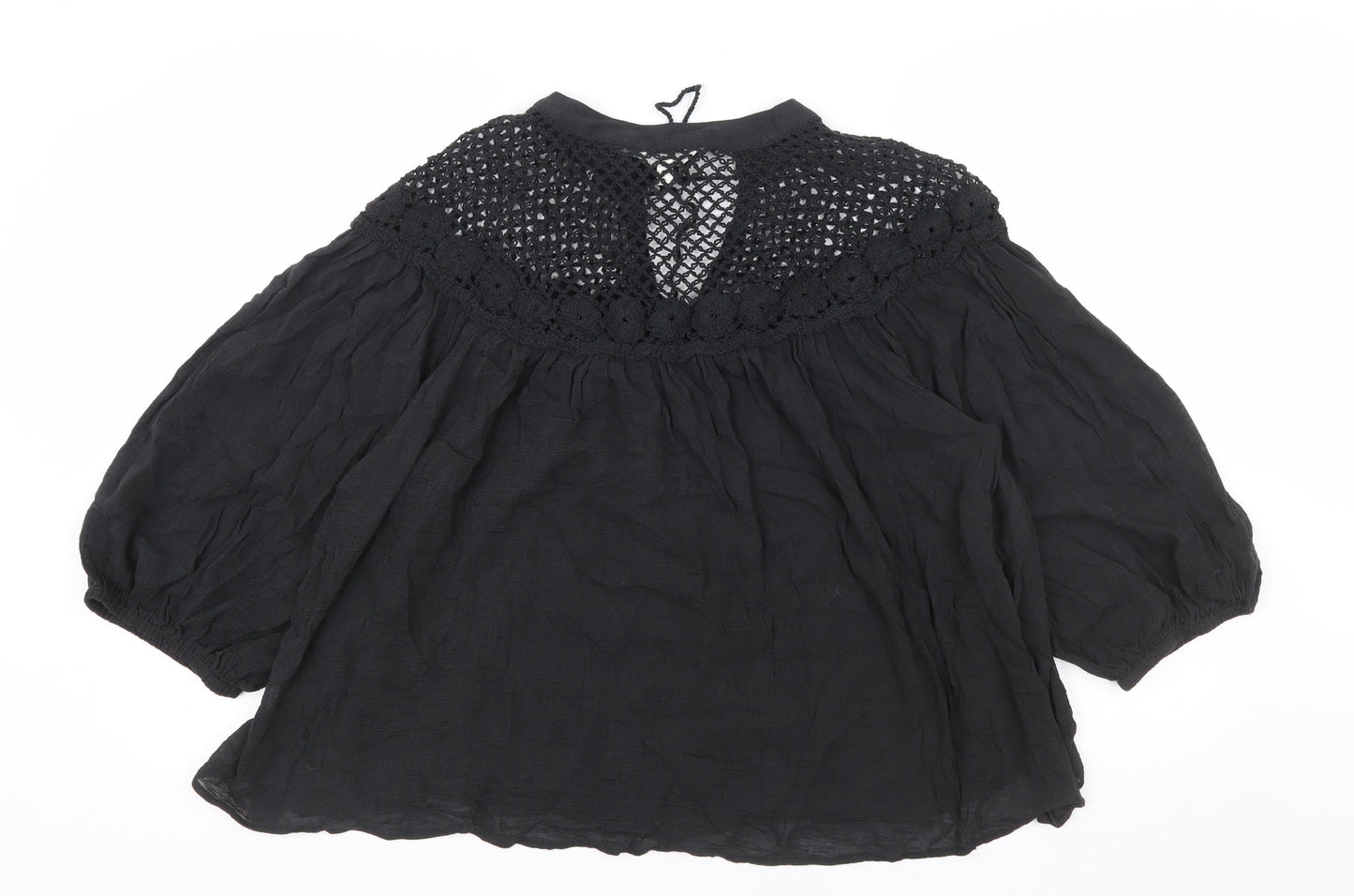 Marks and Spencer Per Una Women's Black Crochet Boho Blouse Size 14