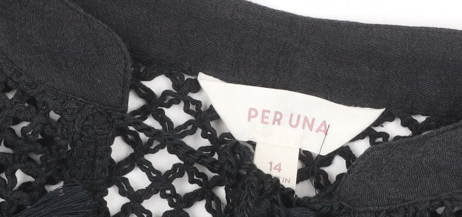 Marks and Spencer Per Una Women's Black Crochet Boho Blouse Size 14
