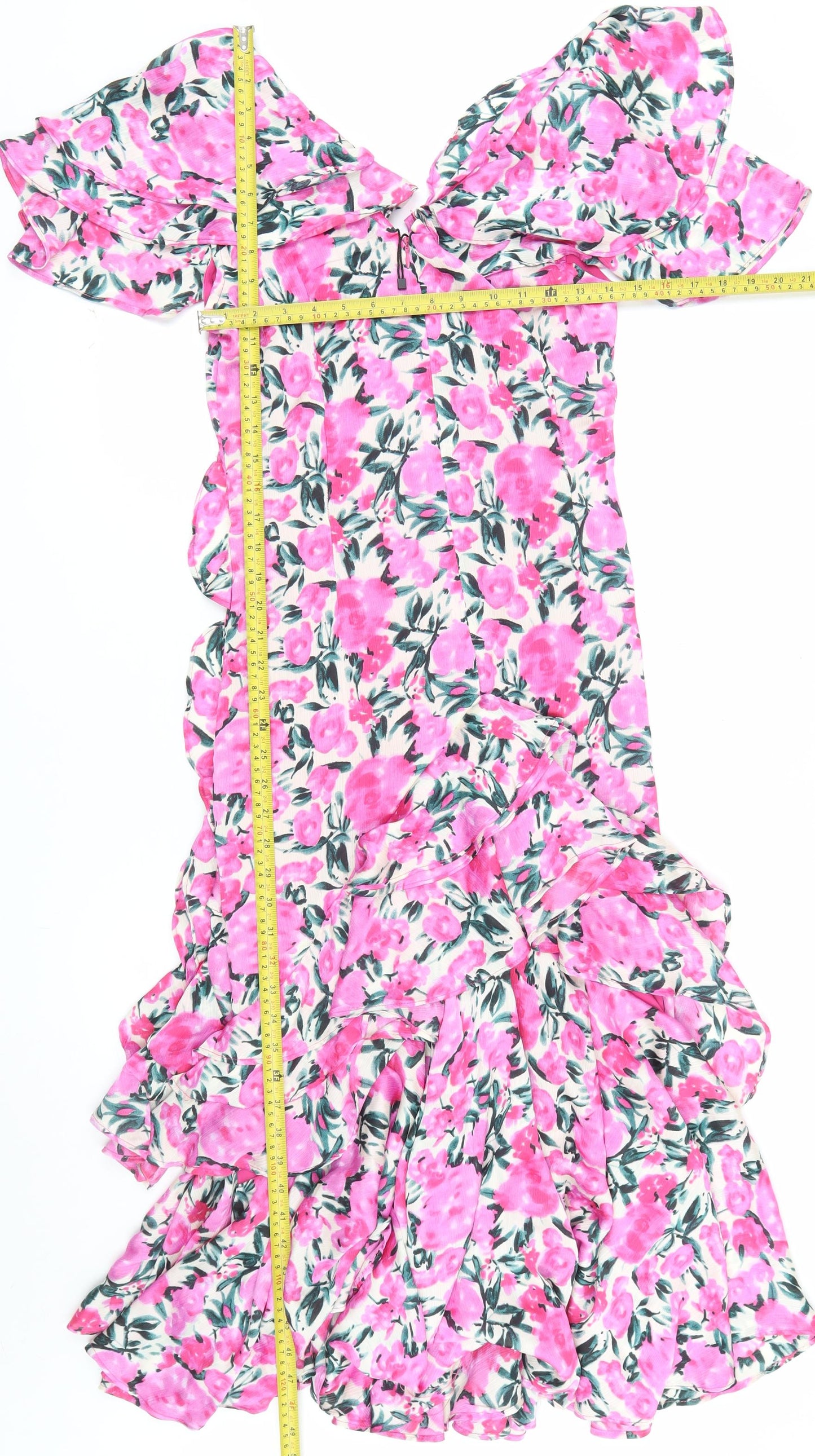Boohoo Women’s Pink Floral Midi Bodycon Dress Size 12