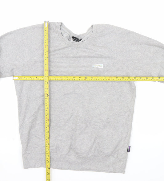 Patagonia Men Grey Organic Cotton Crew Neck Sweatshirt M