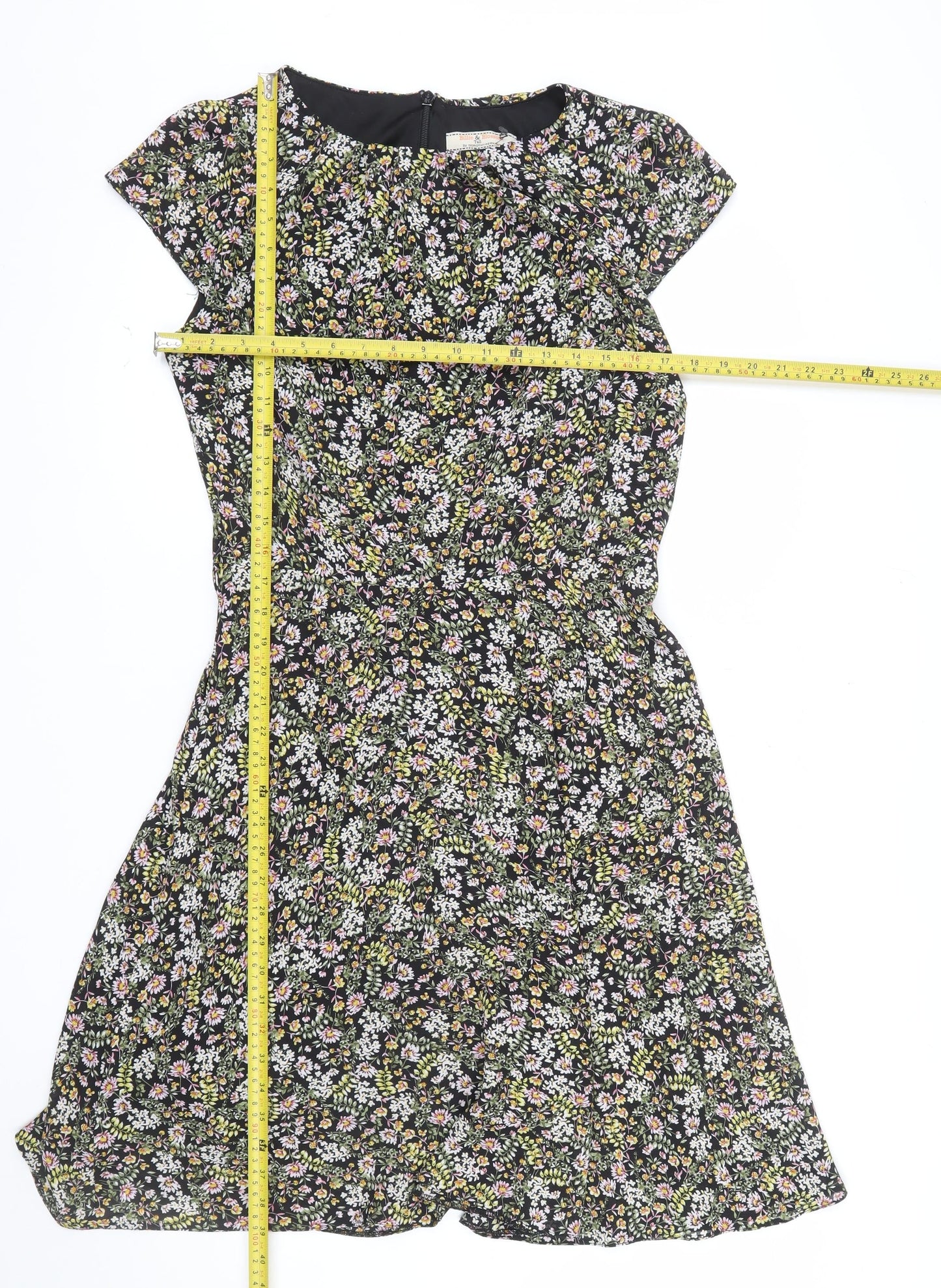 Dorothy Perkins Women’s Black Floral Fit & Flare Tall Dress Size 12