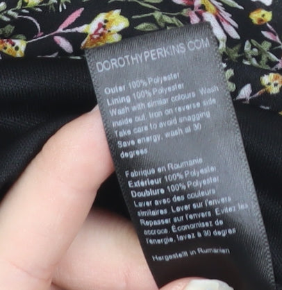 Dorothy Perkins Women’s Black Floral Fit & Flare Tall Dress Size 12