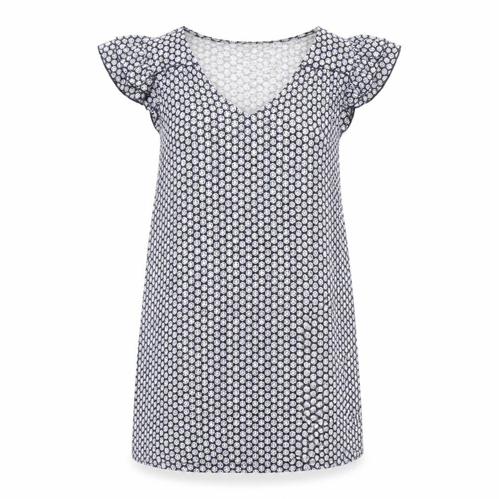 FatFace Womens Blue Geometric Cotton Modal Shift Dress Size 8