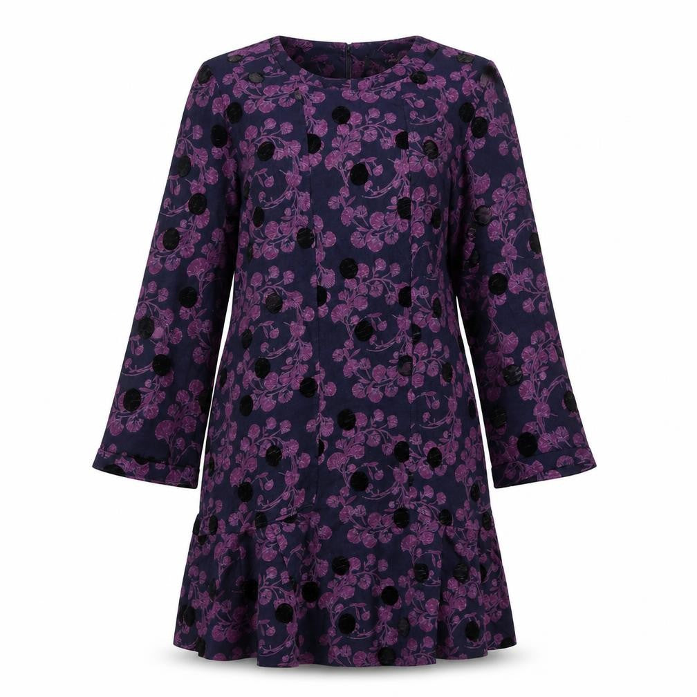 White Stuff Women's Purple Floral Cotton Shift Dress Size 12