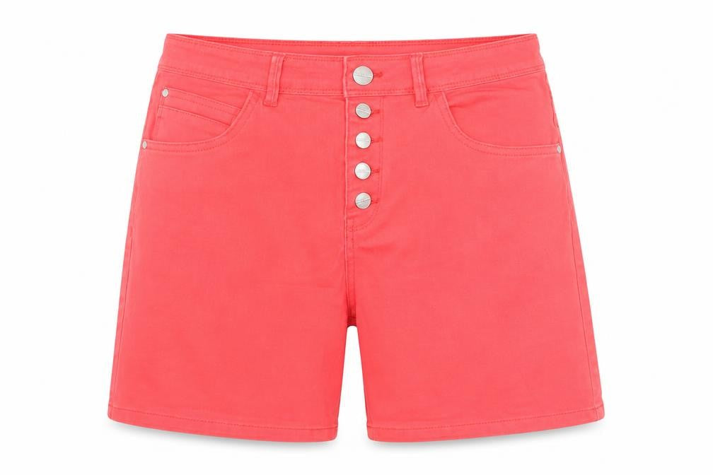 Terranova Women Red High Rise Bermuda Cotton Stretch Shorts M