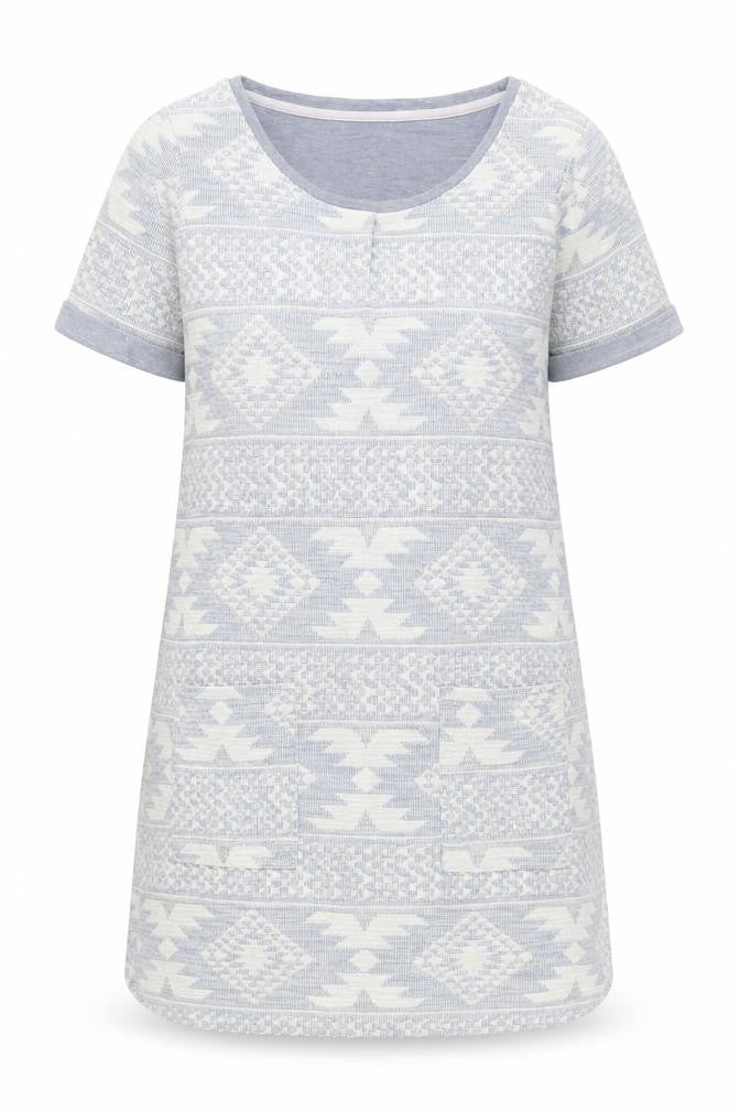 Next Women Grey Geometric Knit Short Sleeve Shift Dress Size 8