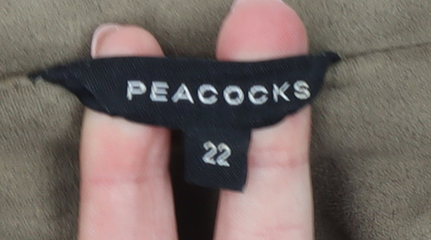 Peacocks Women’s Beige Biker Jacket Size 22 Plus Faux Suede Zip Up