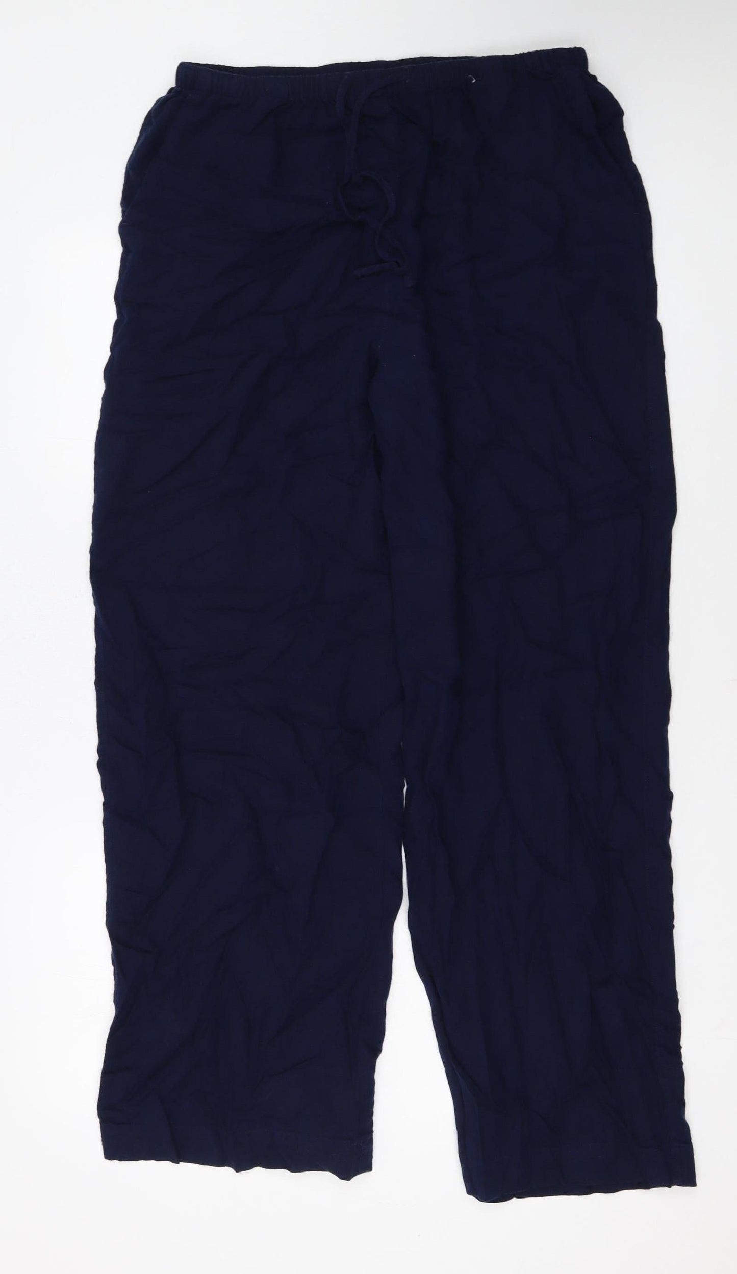 Marks and Spencer Women's Blue Linen Blend Relaxed Tall Trousers Size 14