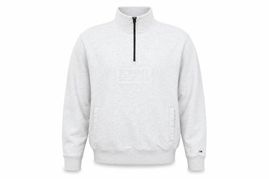 Tommy Jeans Men's Grey XL 1/2 Zip High Neck Sweatshirt