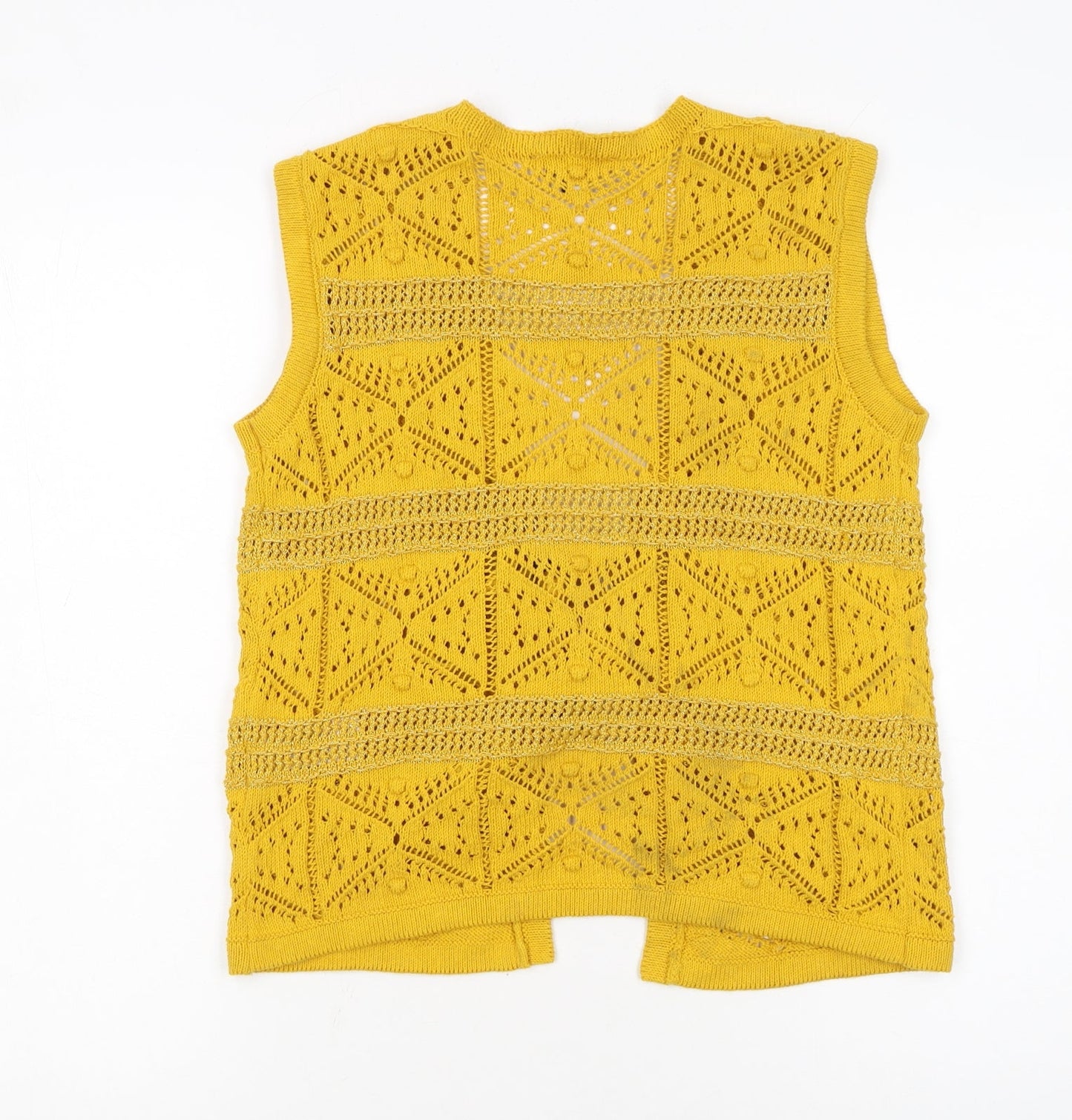 Marks and Spencer Womens Yellow Crochet Knit Open Vest XS