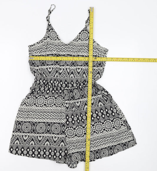 H&M Divided Women's Black & White Sleeveless Playsuit Size 8 Viscose