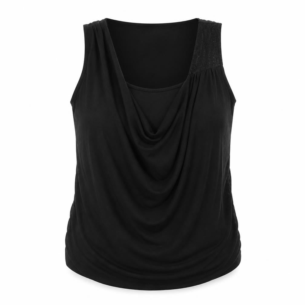 Et Vous Women's Black Size 14 Sleeveless Wrap Chiffon Blouse