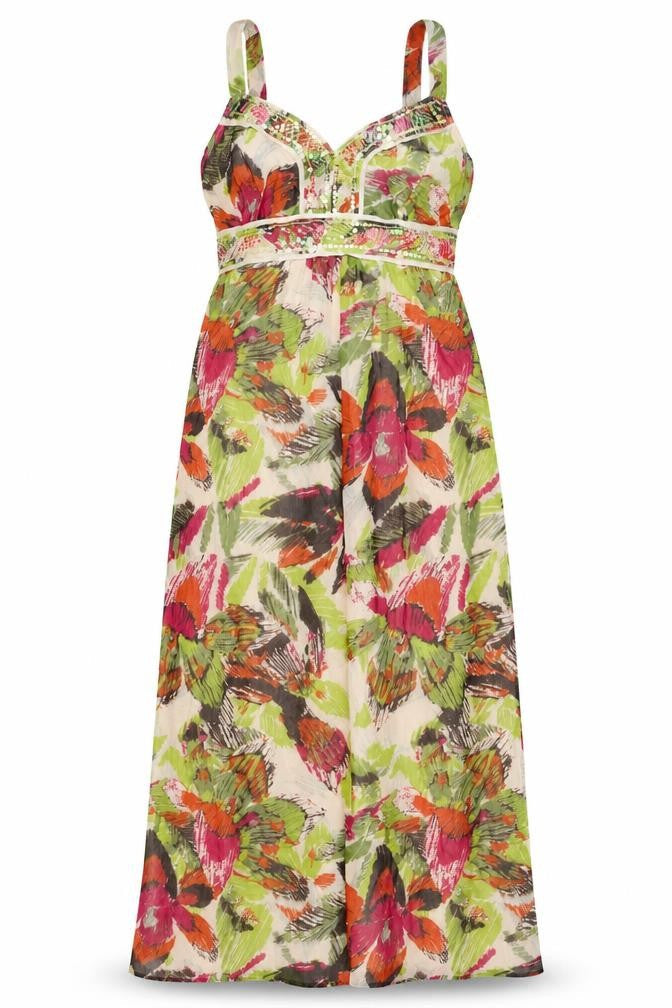 John Rocha Petite Multicoloured Floral Maxi Dress Size 12