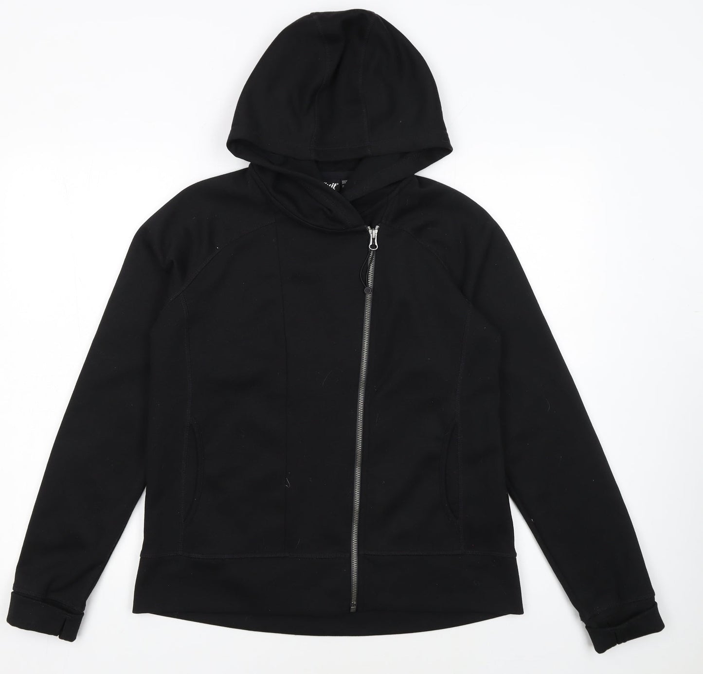 Crivit Women's Black Full Zip Hoodie Size 12/14 Polyester Cotton Blend