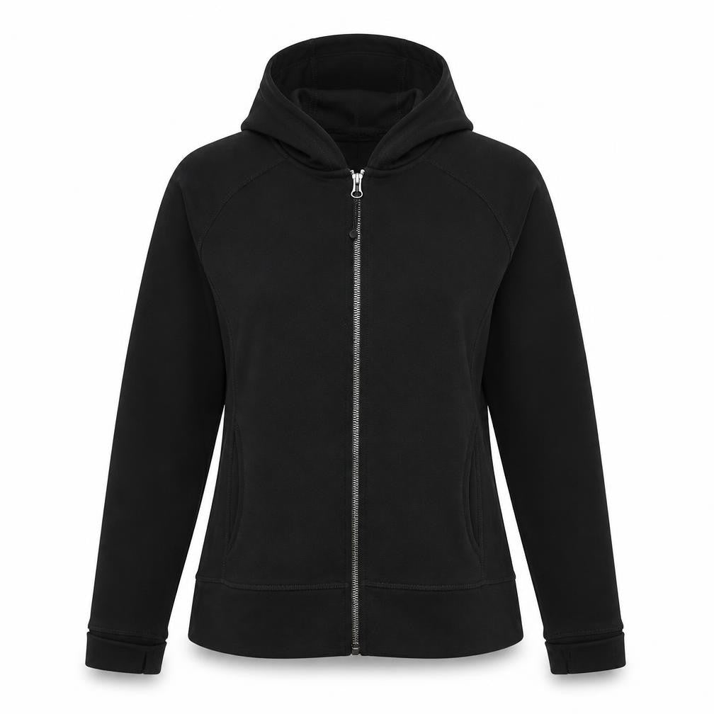 Crivit Women's Black Full Zip Hoodie Size 12/14 Polyester Cotton Blend