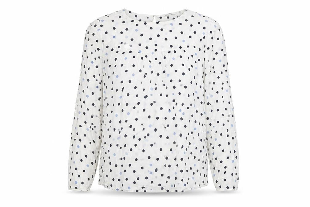 Next Womens White Polka Dot Long Sleeve Viscose Tunic Blouse Size 10
