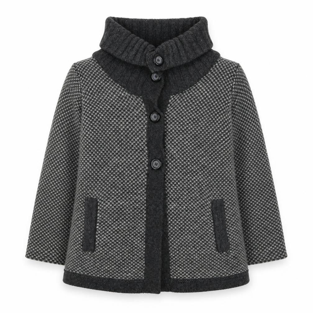Marks and Spencer Women's Grey Wool Blend Roll Neck Button Cardigan UK 16