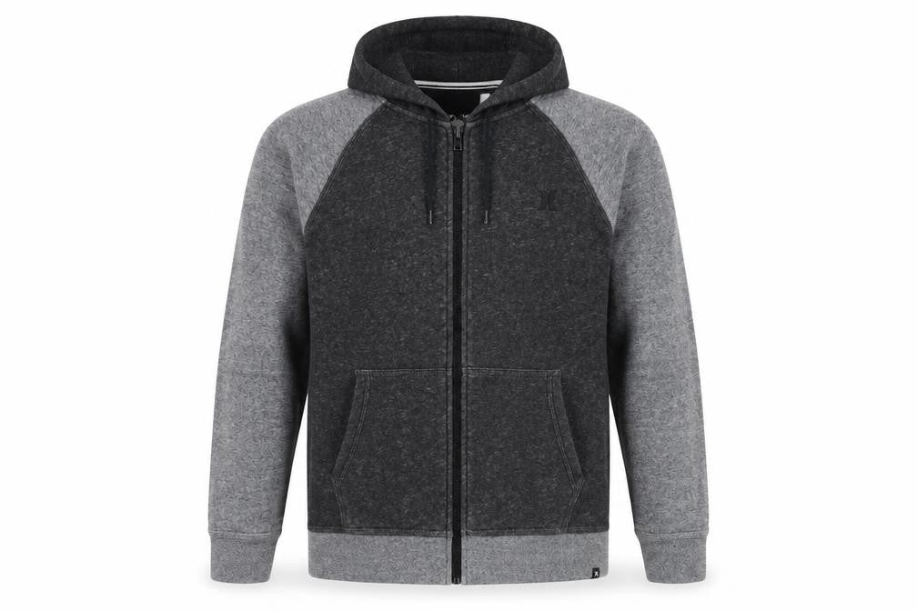 Hurley Men's Grey Full Zip Hoodie Size S Fleece Lined Sweatshirt