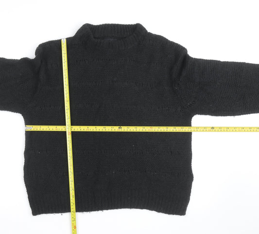 ASOS DESIGN Mens Black Chunky Knit Crew Neck Pullover Jumper Size M